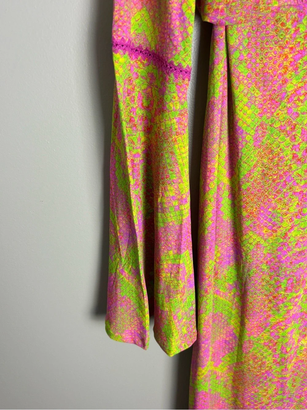 Luli Fama‎ Pink & Lime Born to Be Wild Tie-Front Two-Piece Cover-Up Set Small